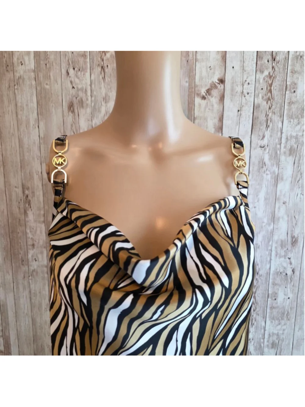 Women's Michael Kors S Zebra Print Cowl Neck Midi Dress NWOT
